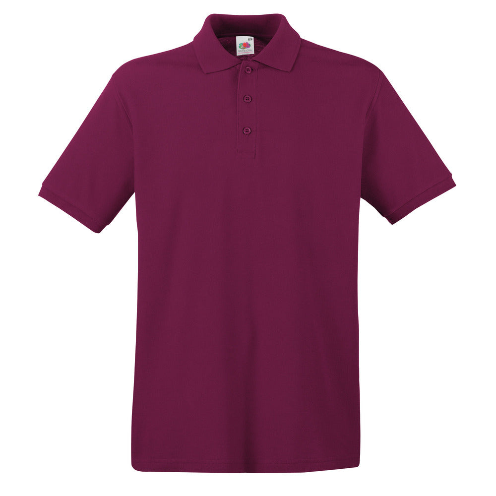Branded Men's Premium Cotton Polo Shirt with Side Vents in Burgandy