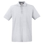 Branded Men's Premium Cotton Polo Shirt with Side Vents in Heather Grey