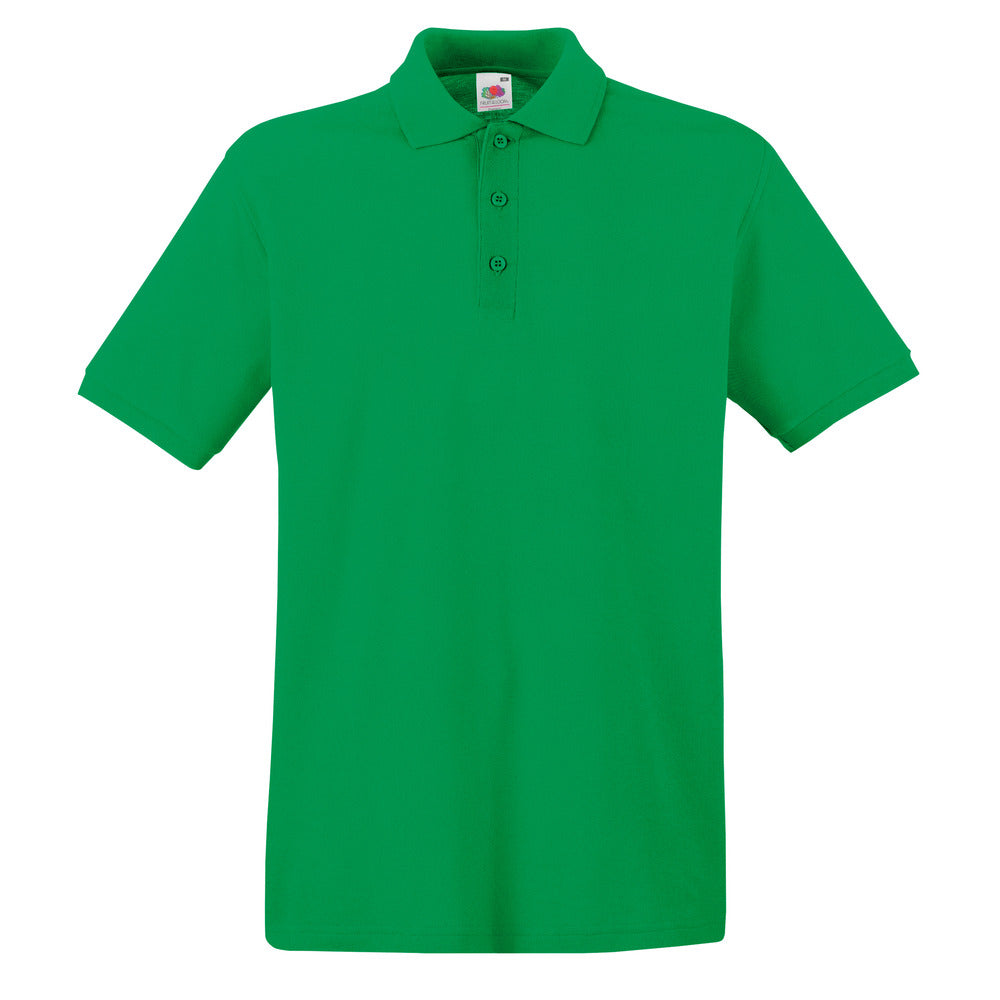 Branded Men's Premium Cotton Polo Shirt with Side Vents in Kelly Green