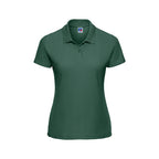 Branded Women's Classic Polyester Cotton Pique Polo in Bottle Green