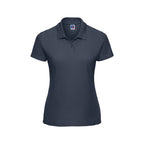 Branded Women's Classic Polyester Cotton Pique Polo in French Navy