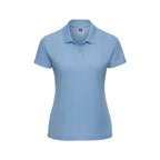 Branded Women's Classic Polyester Cotton Pique Polo in Sky Blue