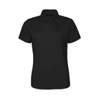 Branded Women's Quick Dry Polyester Sports Polo Shirt in Jet Black