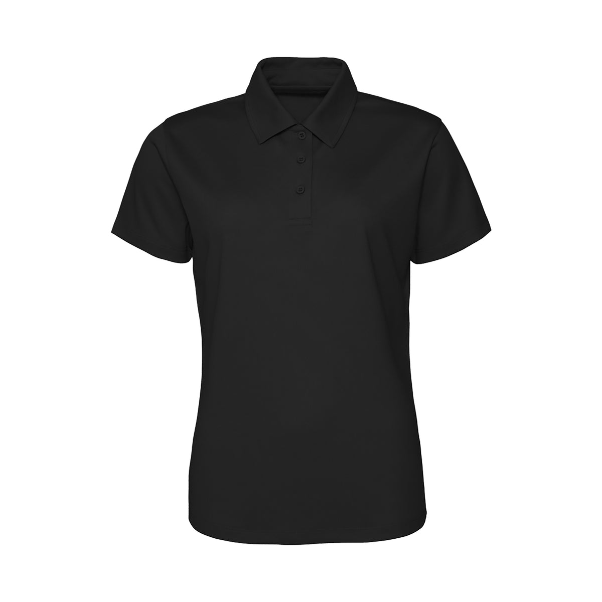 Branded Women's Quick Dry Polyester Sports Polo Shirt in Jet Black