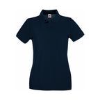 Branded Women's Premium Cotton Polo Shirt with Side Vents in Dark Navy