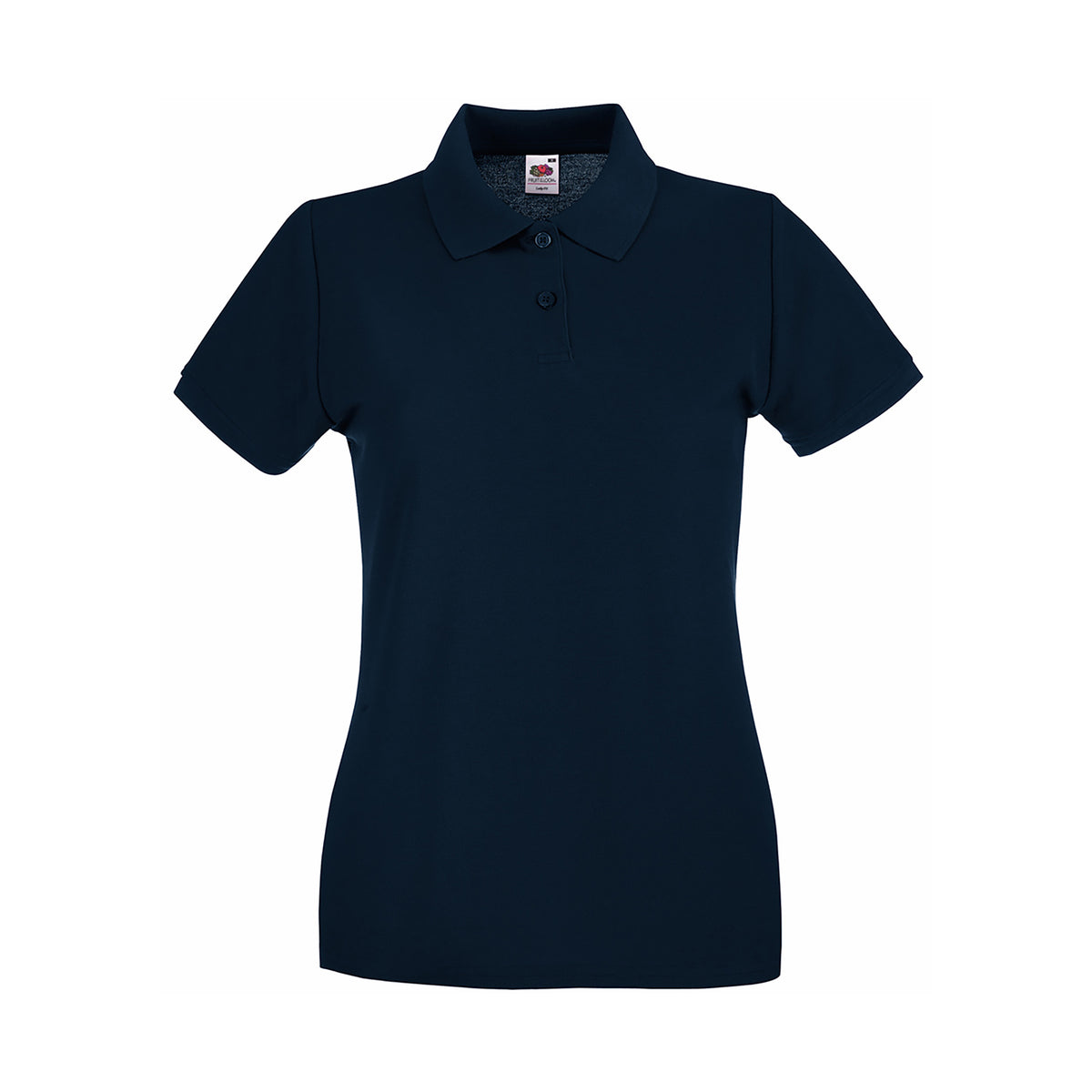Branded Women's Premium Cotton Polo Shirt with Side Vents in Dark Navy