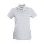 Branded Women's Premium Cotton Polo Shirt with Side Vents in Heather Grey