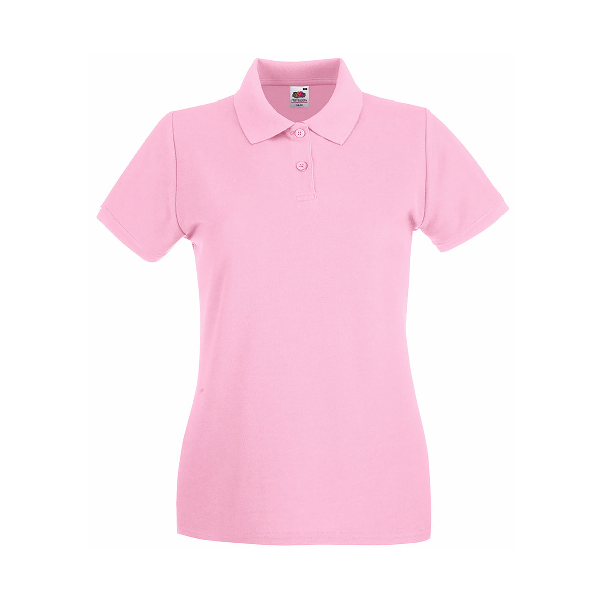 Branded Women's Premium Cotton Polo Shirt with Side Vents in Light Pink