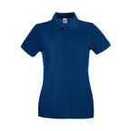 Branded Women's Premium Cotton Polo Shirt with Side Vents in Navy
