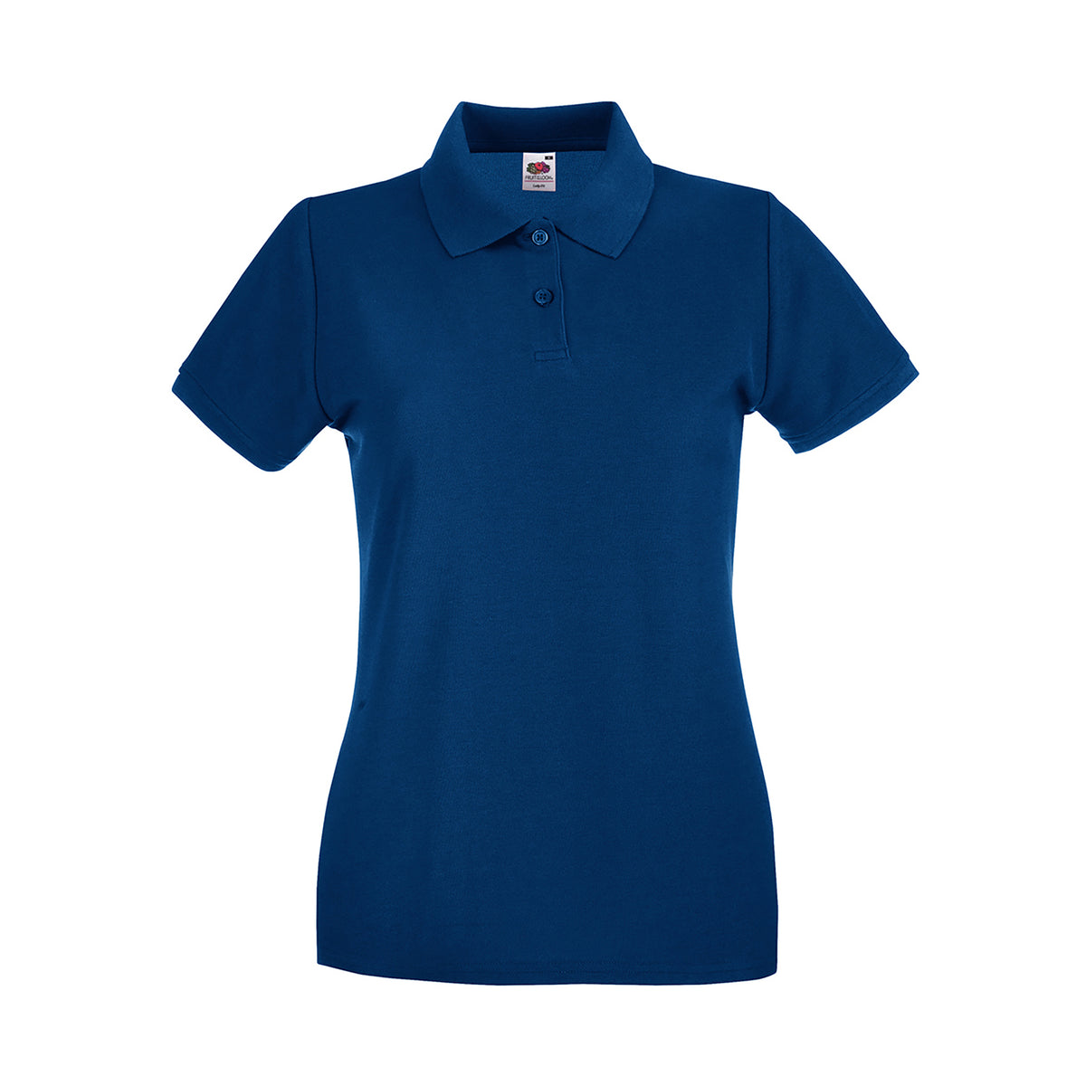 Branded Women's Premium Cotton Polo Shirt with Side Vents in Navy