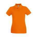 Branded Women's Premium Cotton Polo Shirt with Side Vents in Orange