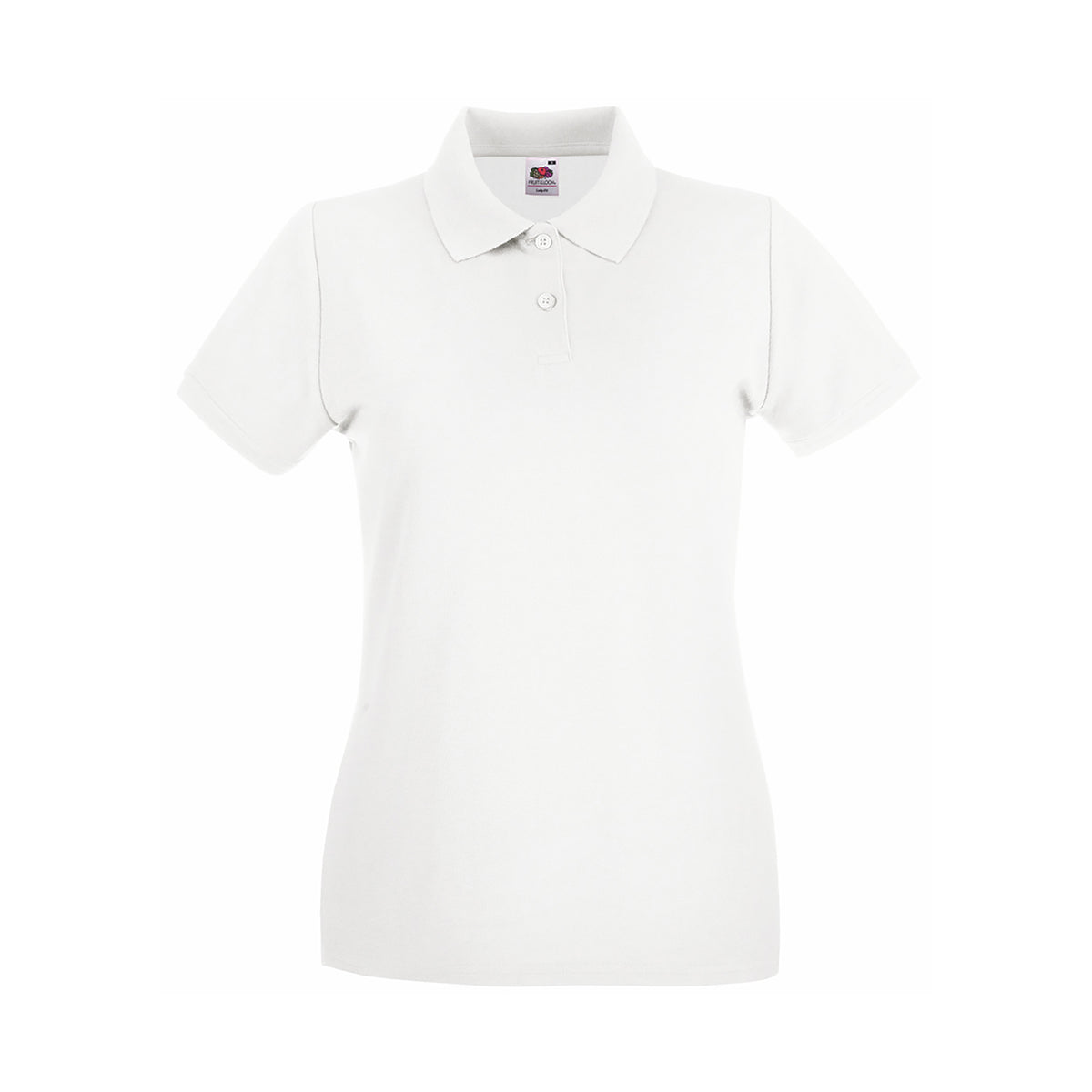 Branded Women's Premium Cotton Polo Shirt with Side Vents in White
