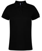 Branded Women's Classic Fit Combed Cotton Polo Shirt in Black