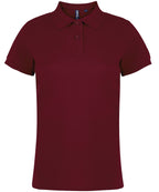 Branded Women's Classic Fit Combed Cotton Polo Shirt in Burgandy