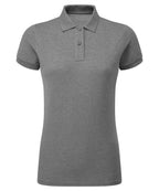 Branded Women's Classic Fit Combed Cotton Polo Shirt in Charcoal