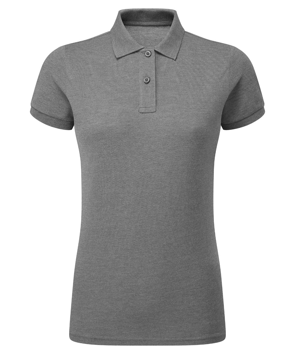 Branded Women's Classic Fit Combed Cotton Polo Shirt in Charcoal