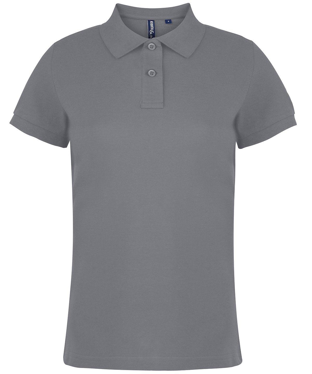 Branded Women's Classic Fit Combed Cotton Polo Shirt in Heather Grey