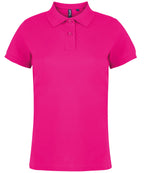 Branded Women's Classic Fit Combed Cotton Polo Shirt in Hot Pink