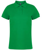 Branded Women's Classic Fit Combed Cotton Polo Shirt in Kelly Green