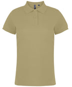 Branded Women's Classic Fit Combed Cotton Polo Shirt in Khaki