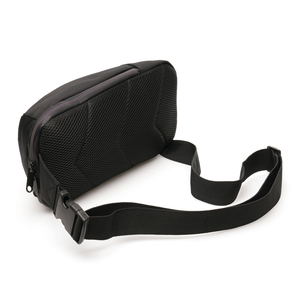 Branded RPET Cross Body Bag with Reflective Zips in Black