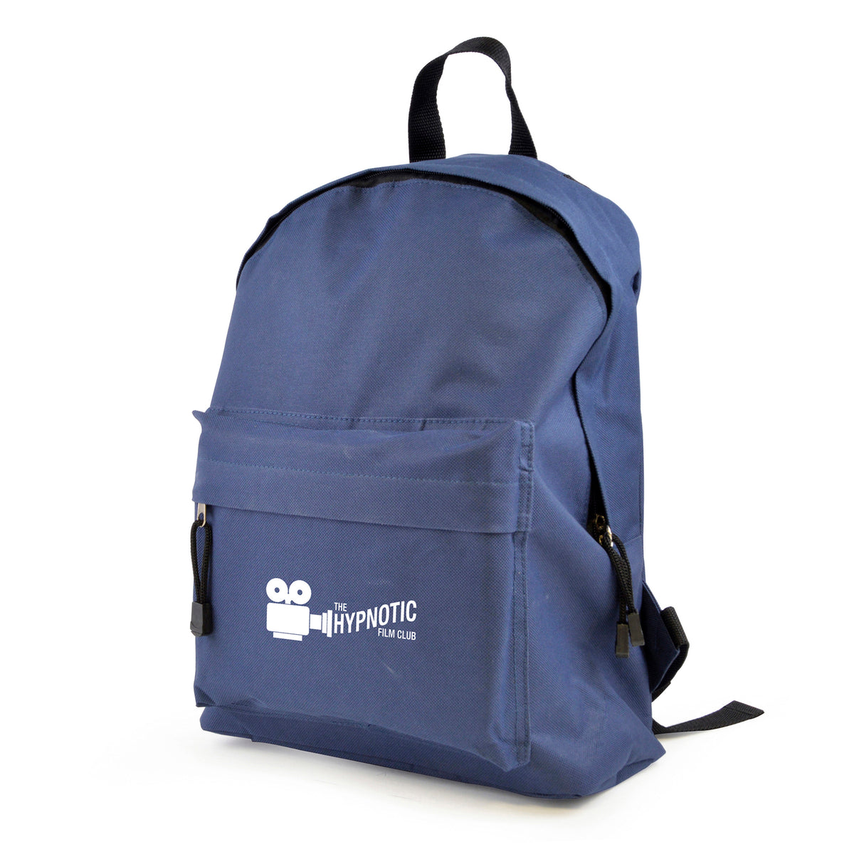 Branded 600D Polyester Rucksack with Zipped Front Pocket in Navy Blue