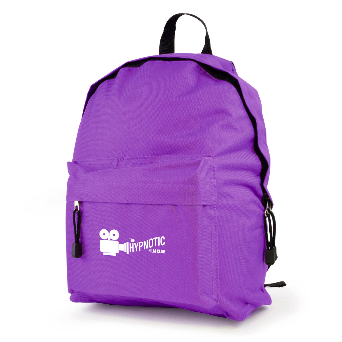 Branded 600D Polyester Rucksack with Zipped Front Pocket in Purple
