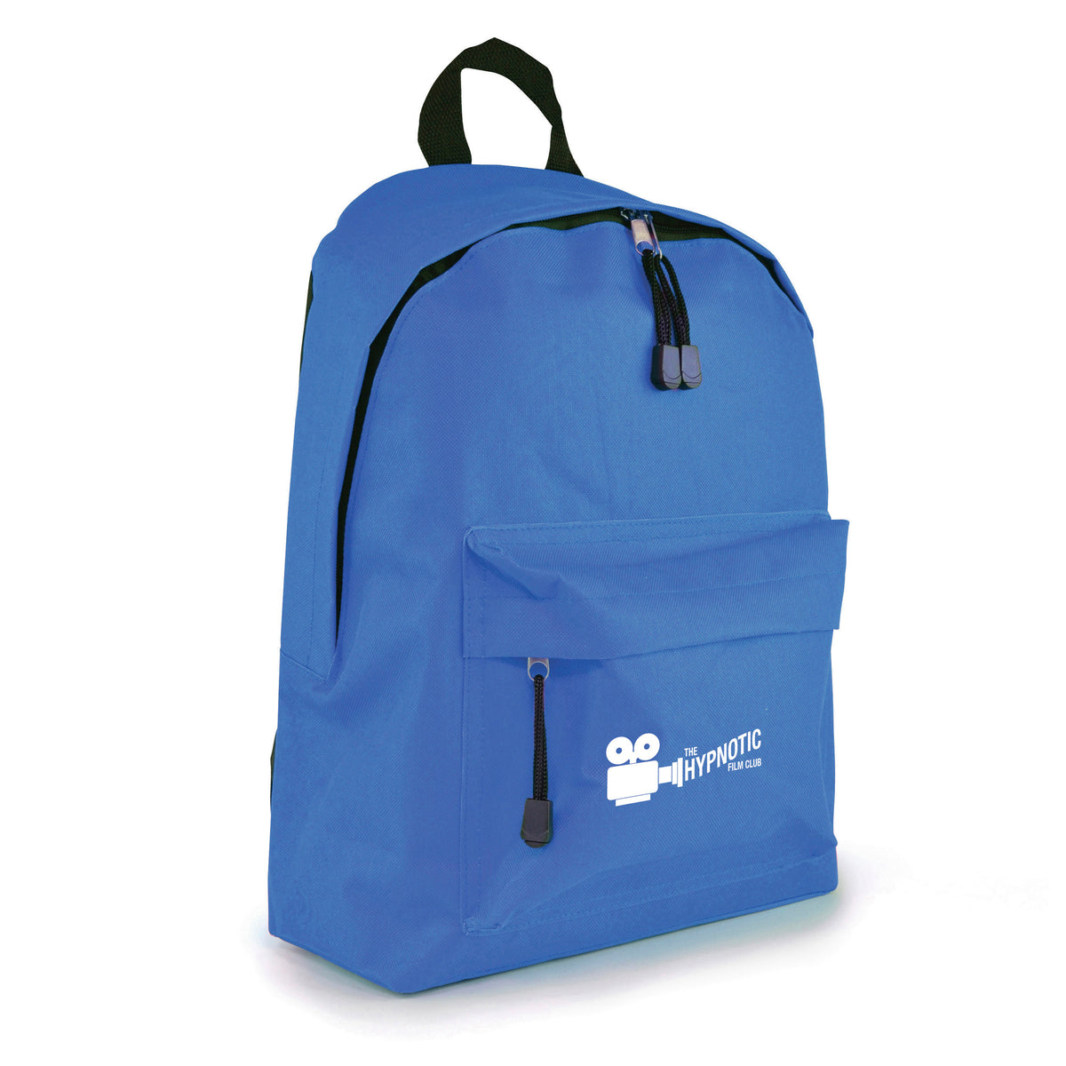 Branded 600D Polyester Rucksack with Zipped Front Pocket in Royal Blue