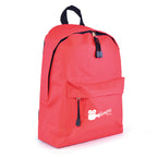 Branded 600D Polyester Rucksack with Zipped Front Pocket in Red