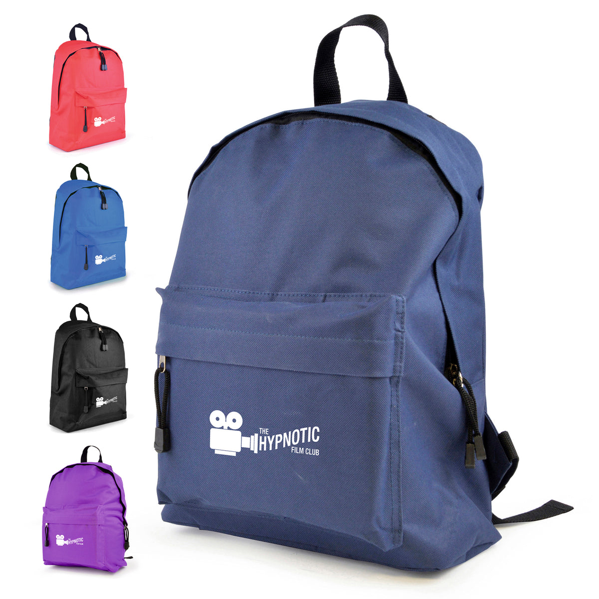 Branded 600D Polyester Rucksack with Zipped Front Pocket