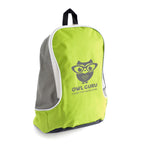 Branded Polyester Rucksack with Grey Backing and White Trim in Light Green