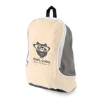 Branded Polyester Rucksack with Grey Backing and White Trim in Natural