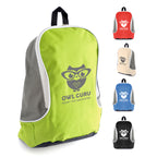 Branded Polyester Rucksack with Grey Backing and White Trim