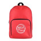 Branded Polyester Backpack with Padded Straps and Front Pocket in Red