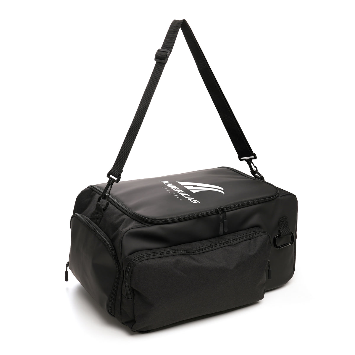 Branded Recycled 2-in-1 Duffle Backpack in Black