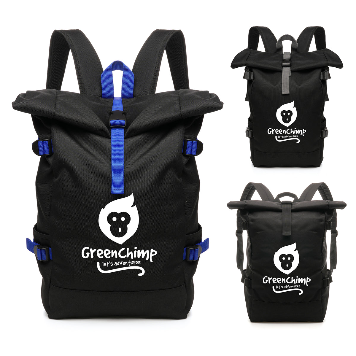 Branded RPET Roll Down Backpack with Laptop Pocket