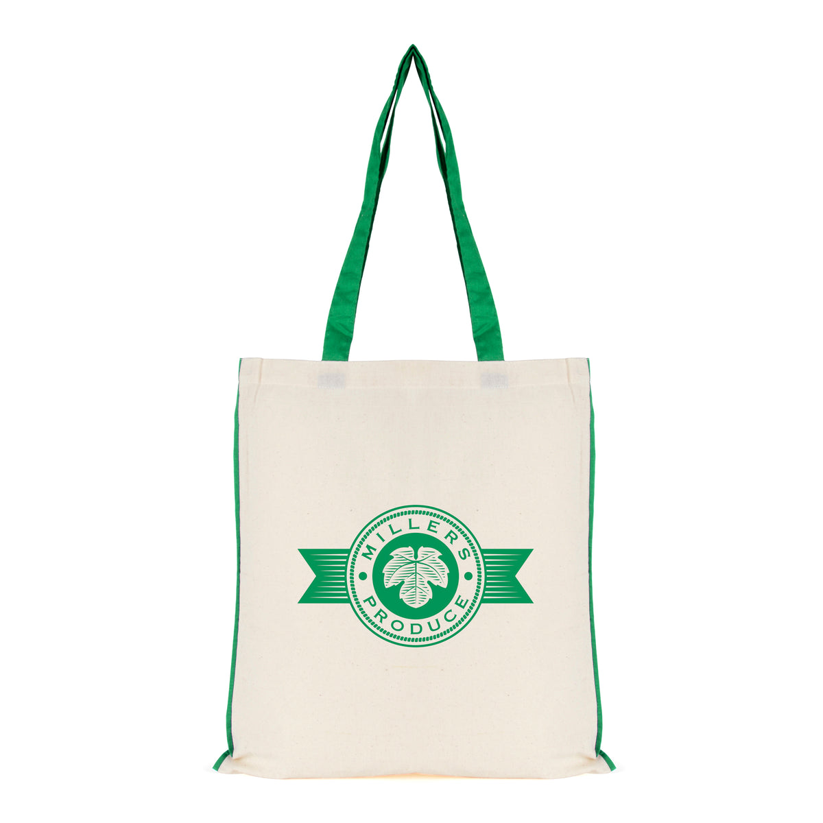 Branded Cotton Shopper with Coloured Piping in Green