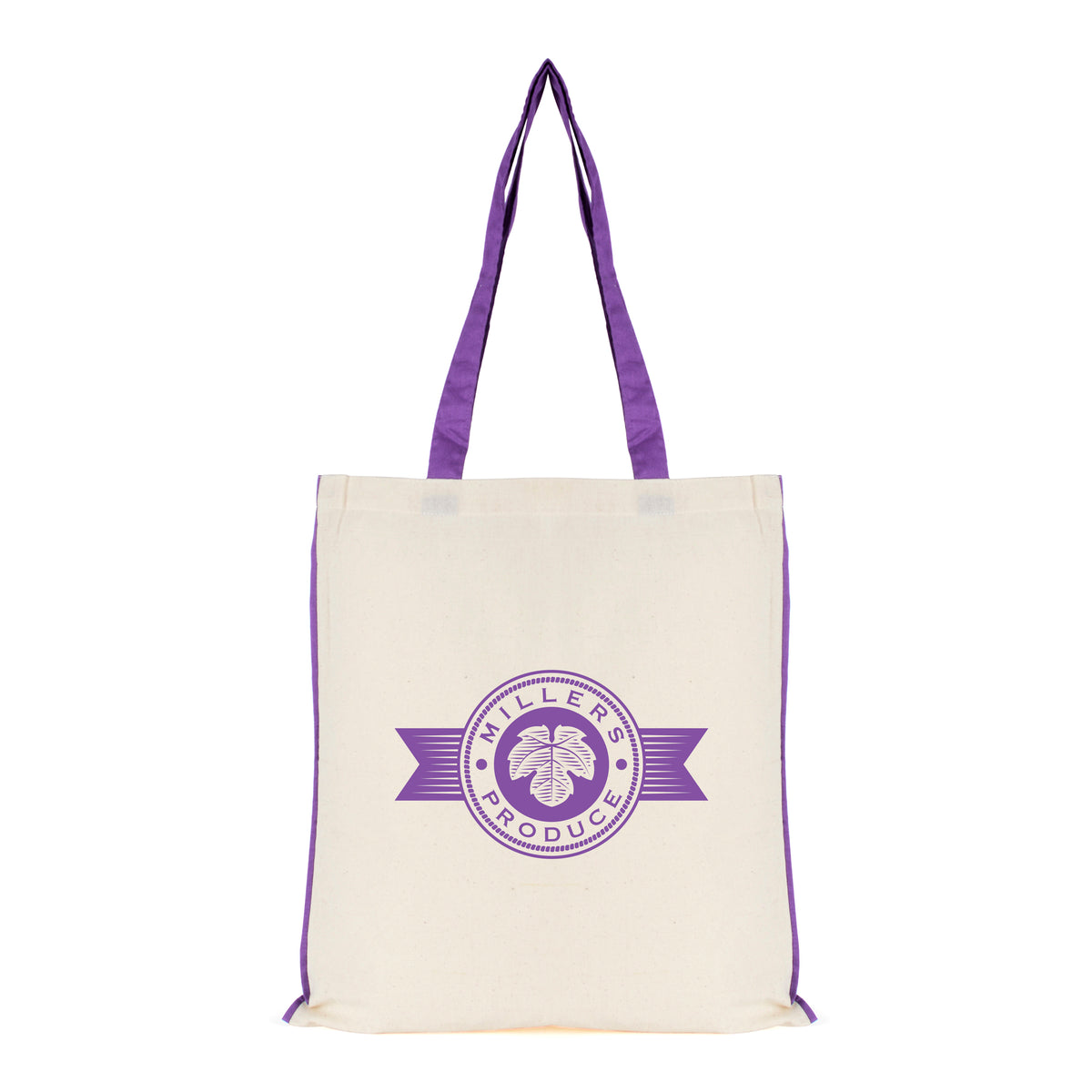 Branded Cotton Shopper with Coloured Piping in Purple