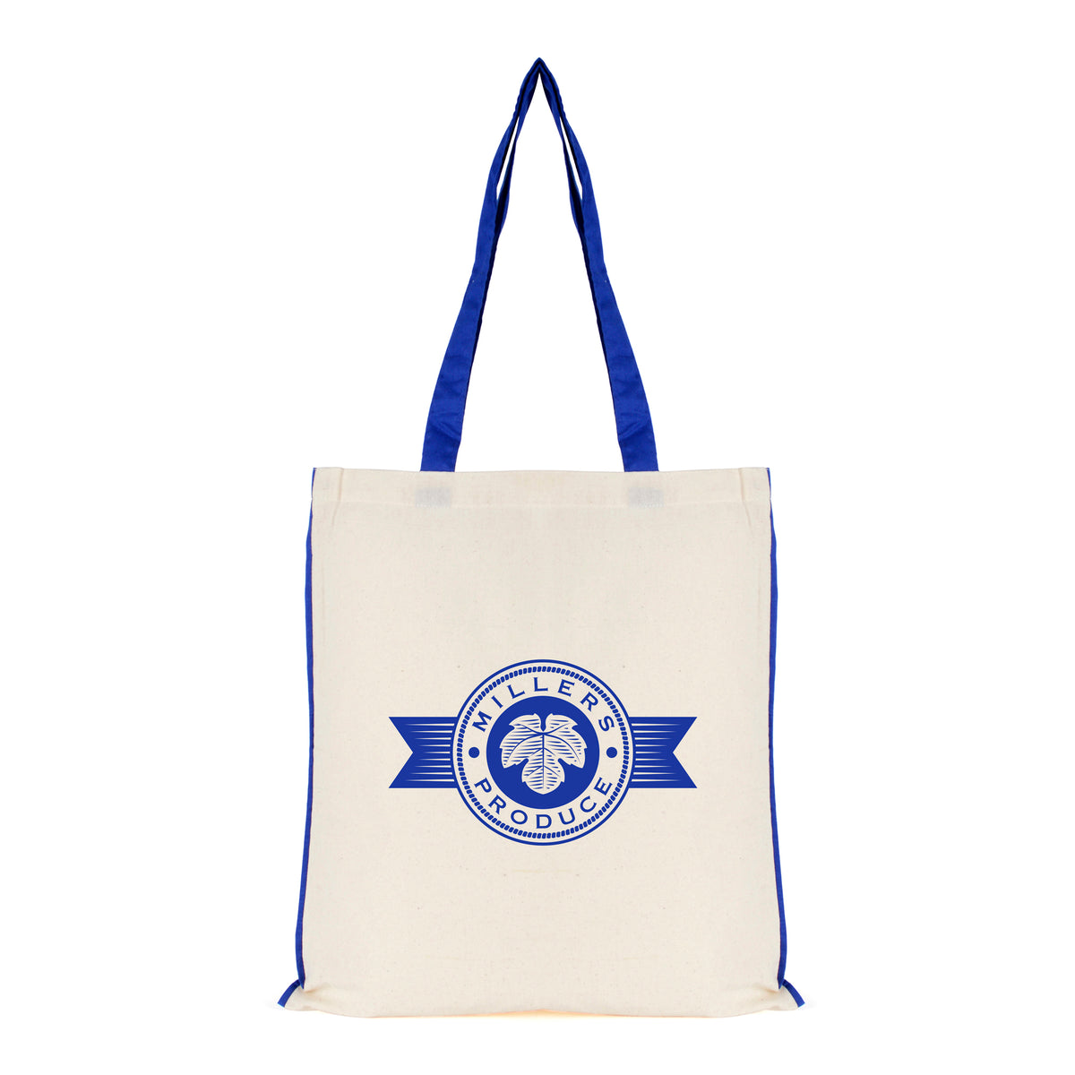 Branded Cotton Shopper with Coloured Piping in Royal Blue