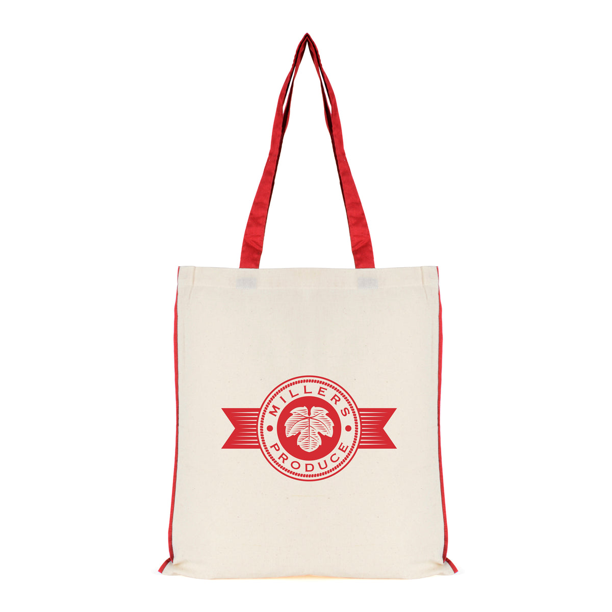 Branded Cotton Shopper with Coloured Piping in Red
