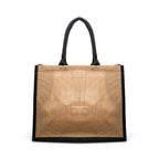 Branded Large Jute Shopper with Coloured Trim