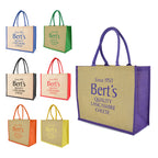 Branded Large Jute Shopper with Coloured Trim