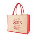 Branded Large Jute Shopper with Coloured Trim in Red