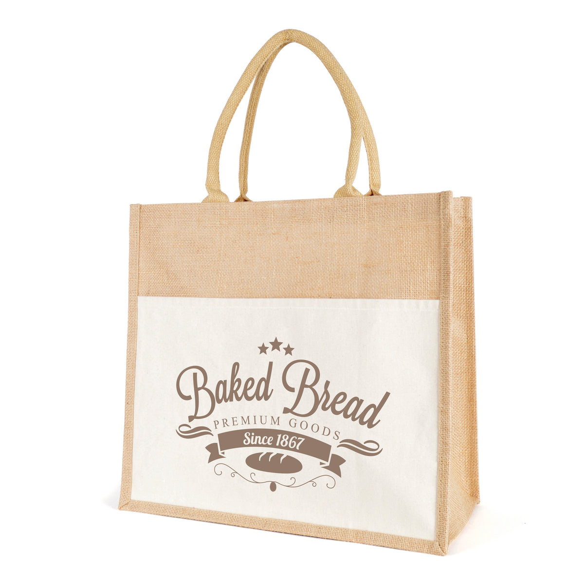 Branded Laminated Jute Shopper with Canvas Front Pocket