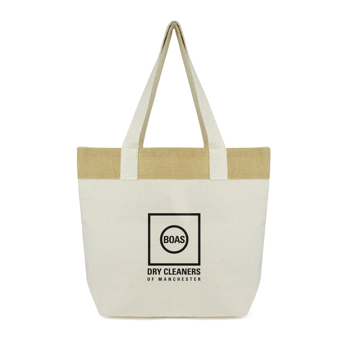 Branded Cotton Shopper with Jute Stripe