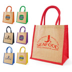 Branded Medium Jute Shopper with Coloured Trim
