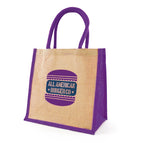 Branded Medium Jute Shopper with Coloured Trim in Purple