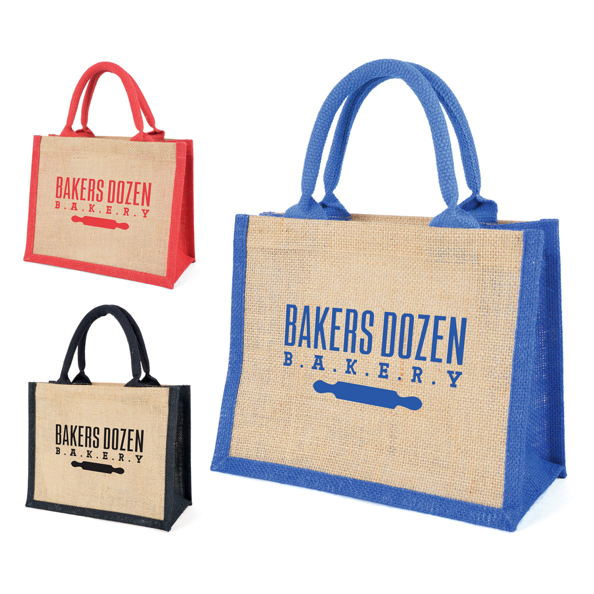 Branded Mini Jute Shopper with Coloured Trim