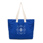 Branded Coloured Cotton Tote with Side Pockets in Blue