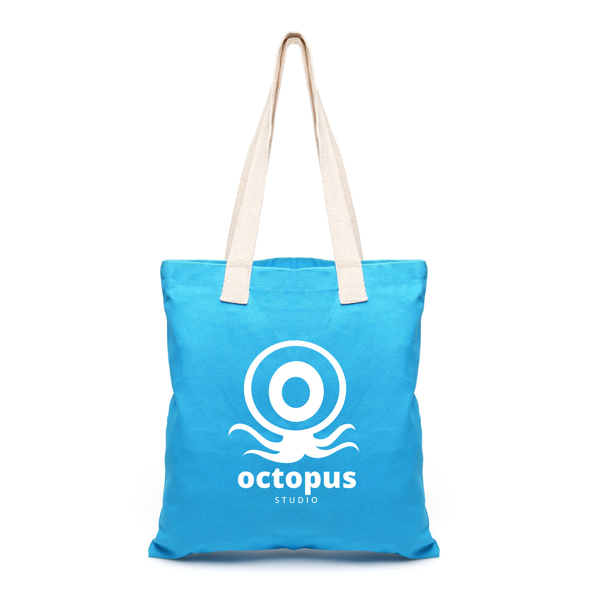 Branded Coloured Canvas Shopper with Cotton Webbing Handles in Cyan